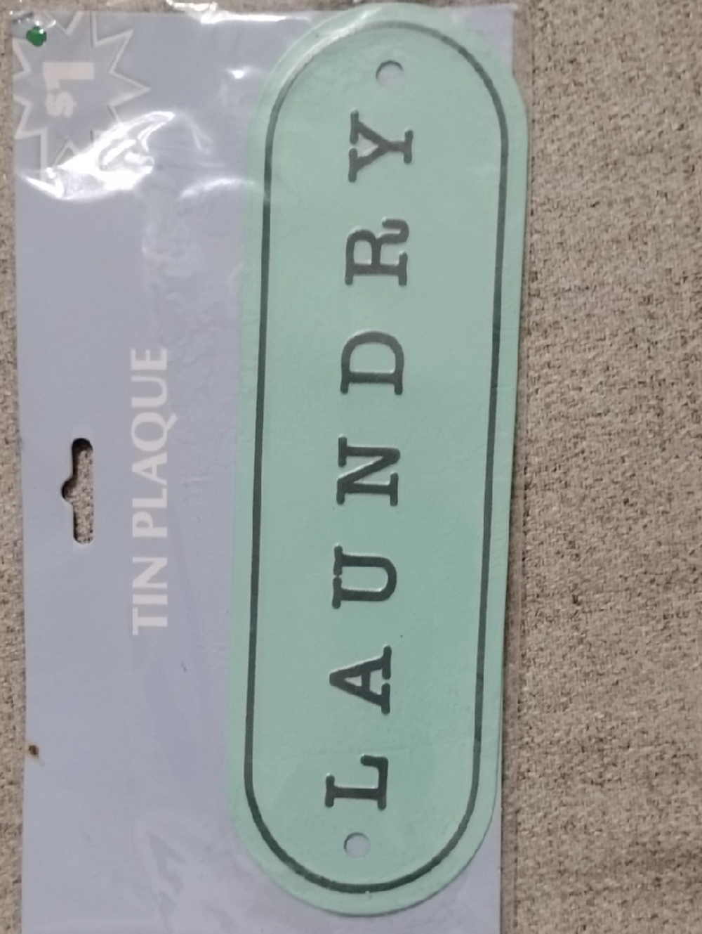 Laundry By Shelli Segal Mint Green 'LAUNDRY' Tin Plaque
